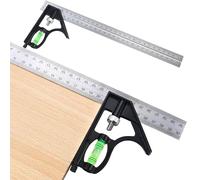 Escuadra Combinada Ajustable Regla de Ángulo de Acero Inoxidable de 300 mm Cuadrado de Combinación 45/90 Grados Escuadra para Herramientas de Carpintero