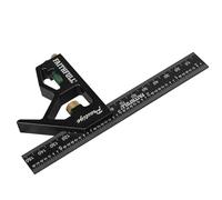 Escuadra combinada Faithfull Prestige de aluminio negro de 150 mm (6 pulgadas): herramienta multifuncional de medición y trazado con nivel de burbuja y trazador para carpintería y metalurgia