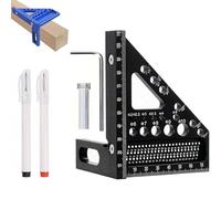 Escuadra de Carpintero 3D, Herramienta de Medición Multiángulo de Aleación de Aluminio 3D, Herramienta de Medición de Ángulos de 22,5 a 90 Grados, Escuadra Multifuncional for Ingenieros(Negro)