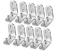 Escuadra de fijación de 10 piezas de 90 grados, ángulo recto, soporte de 50 x 50 mm, escuadra de fijación de esquina, de acero inoxidable con 40 tornillos para la fijación de estantes o reparar