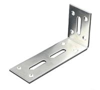 Escuadra de metal resistente en forma de L para tablas de madera | Acero laminado en frío, alta capacidad de carga, plata para la superficie, durable y resistente, para cargas pesadas (M)