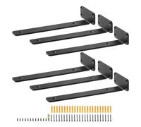 Escuadra Estanteria Soporte en L negro mate | 2/4-12 piezas, acero negro mate, especificación de carga múltiple for estante flotante(10x1.6x1.6in 6pcs)