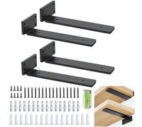 Escuadra Metalica 4 Soportes De Pared Para Estantes, Soportes De Estante Negros, Soportes En L De Metal Resistente Para Montaje En Pared (Negro, 20 Cm/Pulgada)