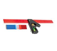 Escuadra multiusos de 300/400 mm con niveles y aguja de trazado, ideal para carpinteros profesionales y reparaciones del hogar, buscadores de ángulos