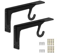 Escuadra para Estanterías, Ganchos de Ángulo, Soportes de Estante Flotante con Tornillossado para Biblioteca, Sala de Estar, Dormitorio, Pesado Soporte Baldas Armario(Black,38.8cm/15.3in)