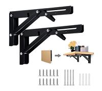 Escuadras Abatibles 250 mm, 2 Piezas Escuadras para Estanterias Soporte Estanteria Pared Carga Máxima de 50 kg, Estanterias Plegables Bisagras Abatibles para Mesa Plegable Pared