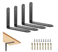 Escuadras Metalicas, Soporte Estanteria Pared Escuadras para Estanterias 4 Piezas 13,9x12,2cm Negro, Escuadras Metalicas de Alta Carga con Tornillos y Tacos, para Salon Dormitorio Cocina Oficina