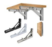 Escuadras Para Estanterias 2PCS Sturdy Steel Folding Shelf Brackets Wall-Mounted Design For Workbench Table, Table Shelves Angle Bracket Home Hardware(Black 10 Inch)