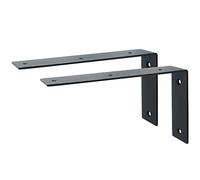 Escuadras para Estanterias, SAYAYO Escuadras Metalicas Negro Soporte Estanteria Pared, 2 Pieza Acero Inoxidable Soporte de Esquina 90 Grados 225 mm * 125 mm, EJW2300B-2P
