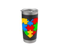Escuadrón de apoyo al profesor de pieza de rompecabezas de corazón para concienciación sobre Vaso térmico de acero inoxidable de doble pared