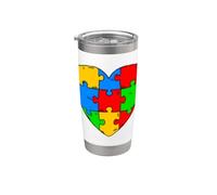 Escuadrón de apoyo al profesor de pieza de rompecabezas de corazón para concienciación sobre Vaso térmico de acero inoxidable de doble pared