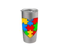 Escuadrón de apoyo al profesor de pieza de rompecabezas de corazón para concienciación sobre Vaso térmico de acero inoxidable de doble pared