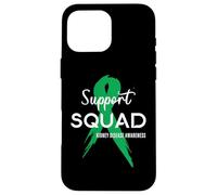 Escuadrón de Apoyo de Cinta Verde para la concienciación de la Enfermedad renal Carcasa para iPhone 16 Pro MAX