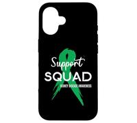 Escuadrón de Apoyo de Cinta Verde para la concienciación de la Enfermedad renal Carcasa para iPhone 16