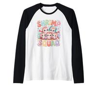 Escuadrón de camarones Lindo Kawaii Cartoon Sea Ocean Friends Camiseta Manga Raglan