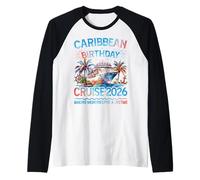 Escuadrón de cruceros de cumpleaños por el Caribe 2026 Viaje Familiar a Juego Camiseta Manga Raglan
