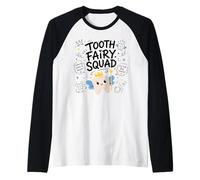 Escuadrón de Hadas de los Dientes Lindo Dentista Kawaii higienista Dental Camiseta Manga Raglan