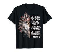 Escucha el Viento Que Habla Escucha el Arte del Lobo del Silencio Camiseta