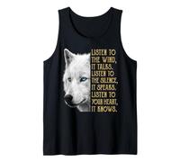 Escucha el Viento Que Habla Escucha el Silencio Lobo Blanco Camiseta sin Mangas