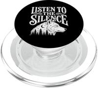 Escucha The Silence Wolf Senderismo Camping Vida Silvestre al Aire Libre PopSockets PopGrip para MagSafe