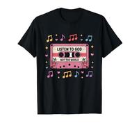 Escuchar a Dios No El Mundo Dios Cristiano Jesús Biblia Fe Camiseta gráfica económica, Hombre, Negro, S