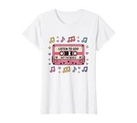 Escuchar a Dios No El Mundo Dios Cristiano Jesús Biblia Fe Camiseta gráfica económica, Mujer, Blanco, XS