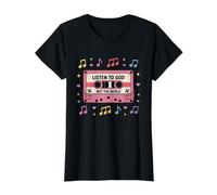 Escuchar a Dios No El Mundo Dios Cristiano Jesús Biblia Fe Camiseta gráfica económica, Mujer, Negro, M