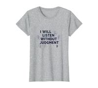 Escucharé sin Juicio: oyente empático Camiseta, Mujer, Gris Jaspeado, M