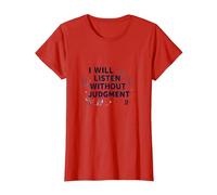 Escucharé sin Juicio: oyente empático Camiseta, Mujer, Rojo, XL
