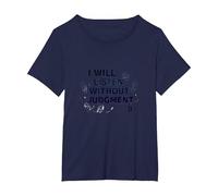 Escucharé sin Juicio: oyente empático Camiseta, Mujer Tallas Grandes, Azul Marino, 4XL Grande