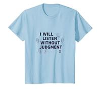 Escucharé sin Juicio: oyente empático Camiseta, Niños, Azul Bebé, 12 años