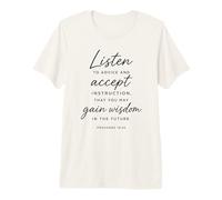 Escuche el Consejo Ganar sabiduría Proverbios 19:20 Biblia de Las Escrituras Camiseta Premium