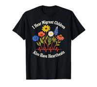 Escucho Que los niños migrantes también Tienen latidos del corazón Derechos Humanos Camiseta gráfica económica, Hombre, Negro, M