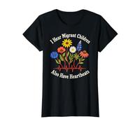 Escucho Que los niños migrantes también Tienen latidos del corazón Derechos Humanos Camiseta gráfica económica, Mujer, Negro, S
