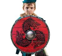 Escudo antiguo para cosplay - Easy Cleanness Compact Sturdy, Stylish, Wooden Ancient Shield, Wolf Soldado HATCHED BATTLE, Ready Soldier Party Supplies oficinas | Multipurpose Outdoor Indoor Utility S