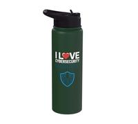 Escudo binario I Love Cybersecurity Passion Stainless Steel Insulated Water Bottle