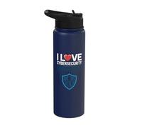 Escudo binario I Love Cybersecurity Passion Stainless Steel Insulated Water Bottle