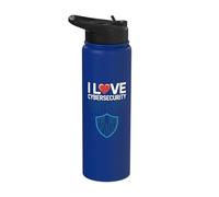 Escudo binario I Love Cybersecurity Passion Stainless Steel Insulated Water Bottle