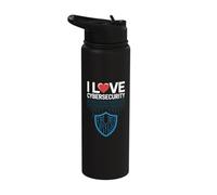 Escudo binario I Love Cybersecurity Passion Stainless Steel Insulated Water Bottle