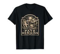 Escudo Cruz Cristiano El Camino Permanece Montaña Camiseta