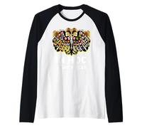 Escudo de águila de Doble Cabeza del Sacro Imperio Católico Romano Camiseta Manga Raglan