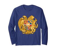 Escudo de Armas de Armenia Manga Larga, Unisex para Adultos, Azul Marino, L