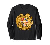 Escudo de Armas de Armenia Manga Larga, Unisex para Adultos, Negro, XL