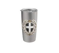 Escudo de armas de Grecia - Bandera griega Vaso térmico de acero inoxidable de doble pared