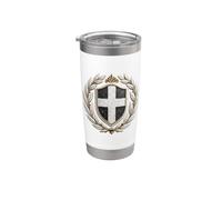 Escudo de armas de Grecia - Bandera griega Vaso térmico de acero inoxidable de doble pared