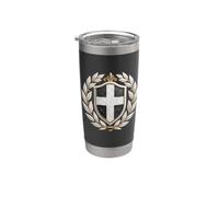 Escudo de armas de Grecia - Bandera griega Vaso térmico de acero inoxidable de doble pared