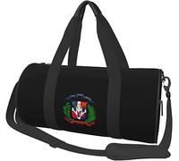 Escudo de Armas de la República Dominicana Equipaje de Viaje Bolsa de Lona Deportiva con Ruedas Plegable Bolsa de Lona, Color Negro