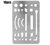 Escudo de borrado de 27 agujeros Plantilla de dibujo de ingeniería multiusos Regla de patrón Suministros de arte naranja transparente de acero inoxidable para arquitectos (Plata)