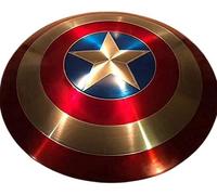 Escudo de capitán redondo de 22 pulgadas, réplica de metal de armadura medieval de Halloween, escudo de cosplay, escudo, escudo de combate LARP, rojo, rústico, vintage, decoración del hogar, regalos,