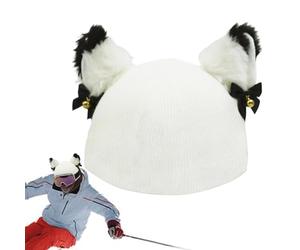 Escudo de casco de peluche de criatura ornamental, adorable casco de esquí, casco de snowboard para monopatín, elástico, lavable a máquina, orejas frías, cubierta acogedora para motocicleta